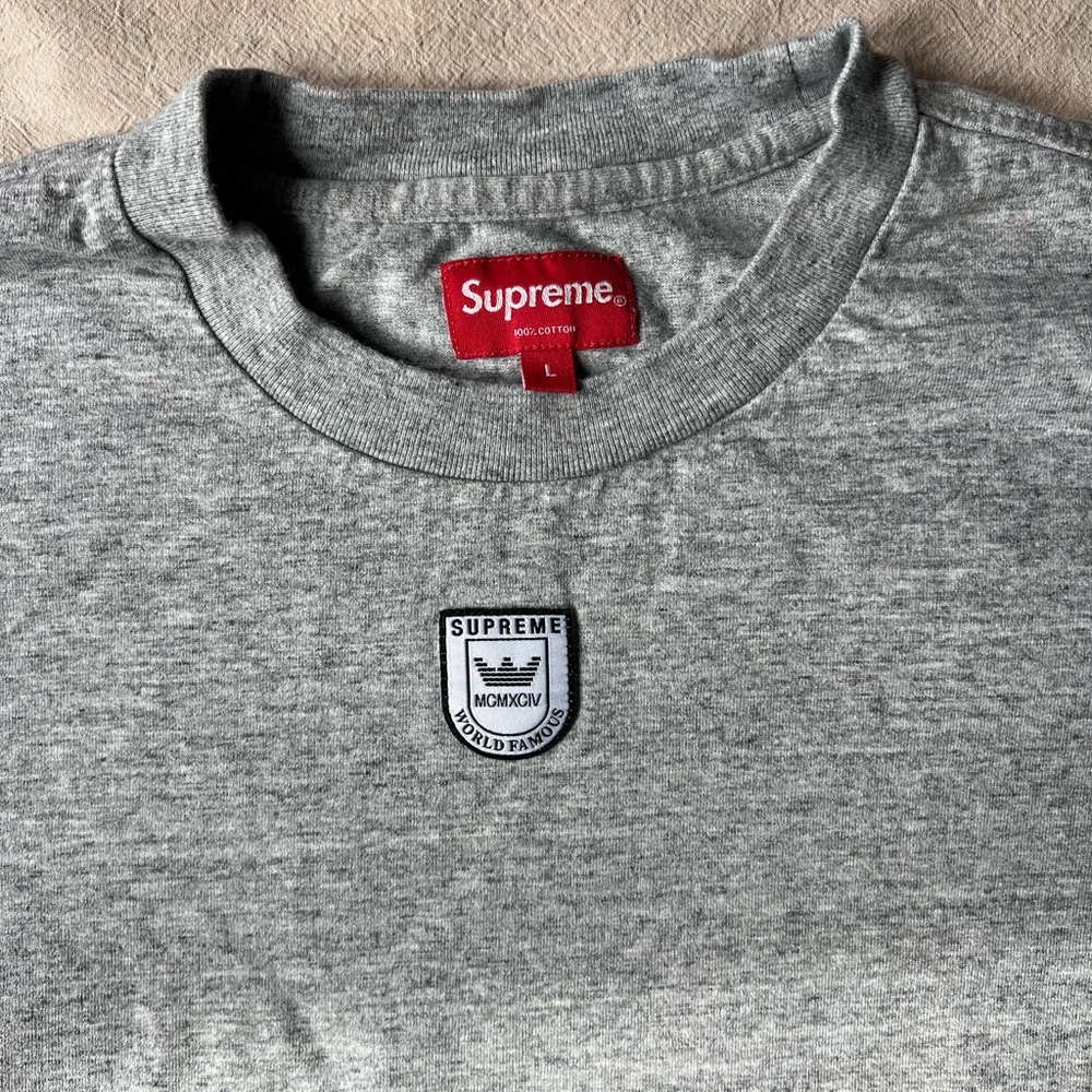 Supreme Gray Long Sleeve Men's Tee - Picture 2 of 11